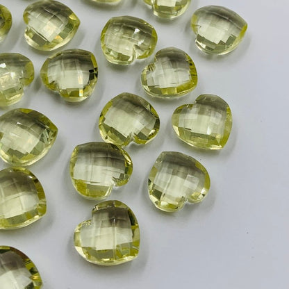 Natural Lemon Quartz Heart Beads | Faceted Moonstone Briolette - BeadsBoatInc