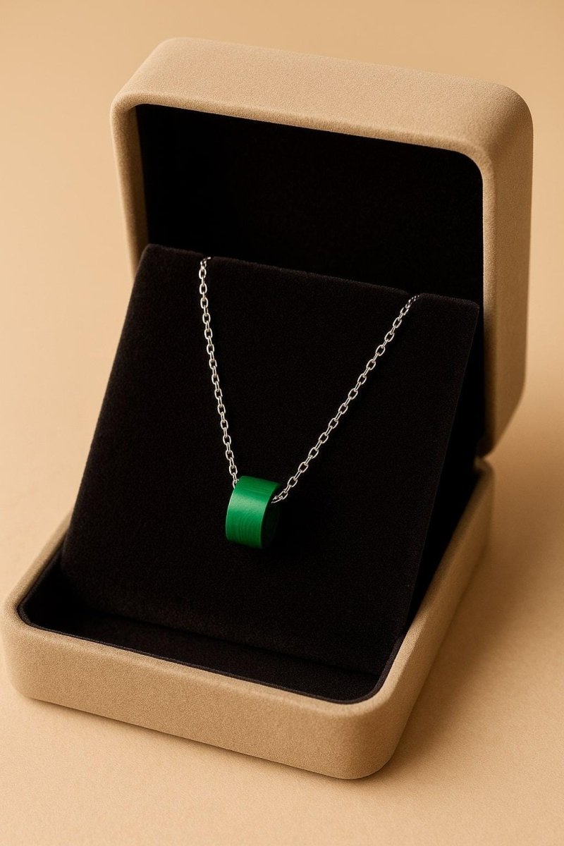 Natural Malachite Circle Pendant ~ Necklace in 925 Sterling Silver ~ Round Malachite Pendant Necklace ~ Green Malachite Jewelry for women - BeadsBoatInc