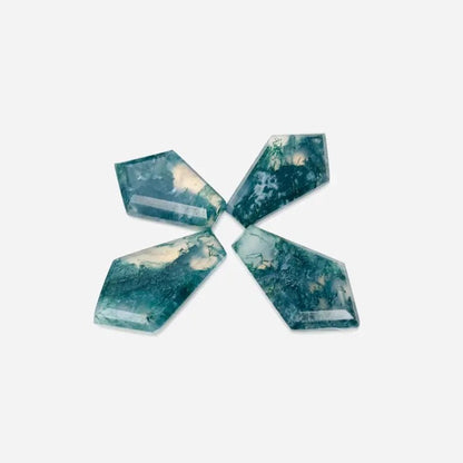 Natural Moss Agate Kite Cabochons – 5 Pcs Loose Gemstones 16x25mm - BeadsBoatInc