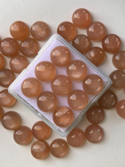 Natural Peach Moonstone Cabochons – Smooth Round Loose Gemstone for Jewelry Making - BeadsBoatInc