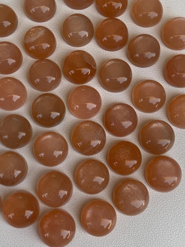 Natural Peach Moonstone Cabochons – Smooth Round Loose Gemstone for Jewelry Making - BeadsBoatInc