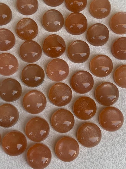 Natural Peach Moonstone Cabochons – Smooth Round Loose Gemstone for Jewelry Making - BeadsBoatInc