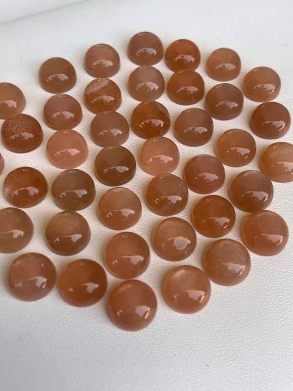 Natural Peach Moonstone Cabochons – Smooth Round Loose Gemstone for Jewelry Making - BeadsBoatInc
