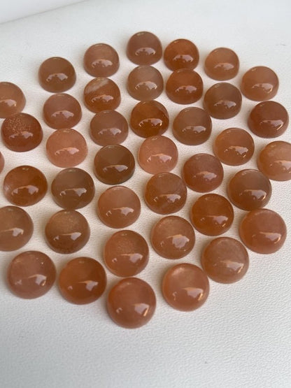 Natural Peach Moonstone Cabochons – Smooth Round Loose Gemstone for Jewelry Making - BeadsBoatInc