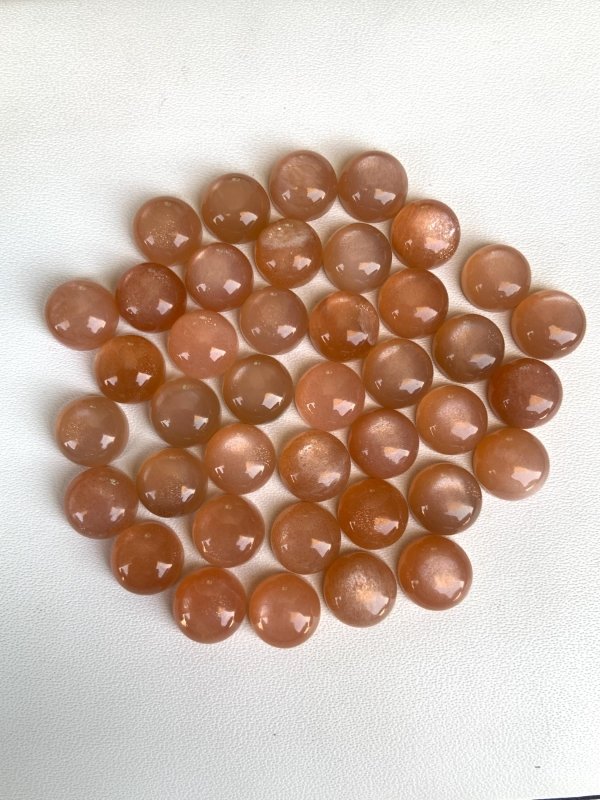 Natural Peach Moonstone Cabochons – Smooth Round Loose Gemstone for Jewelry Making - BeadsBoatInc
