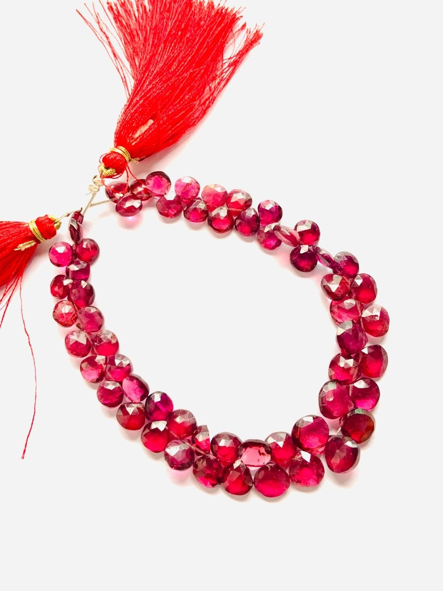 Natural Pink Rhodolite Garnet Faceted Heart Shape Beads Garnet Briolette Garnet Heart bead size 7mm to 12 mm gemstone beads - BeadsBoatInc