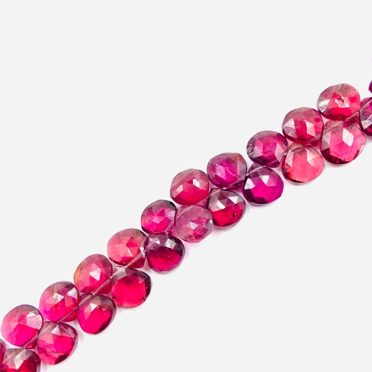 Natural Pink Rhodolite Garnet Faceted Heart Shape Beads Garnet Briolette Garnet Heart bead size 7mm to 12 mm gemstone beads - BeadsBoatInc