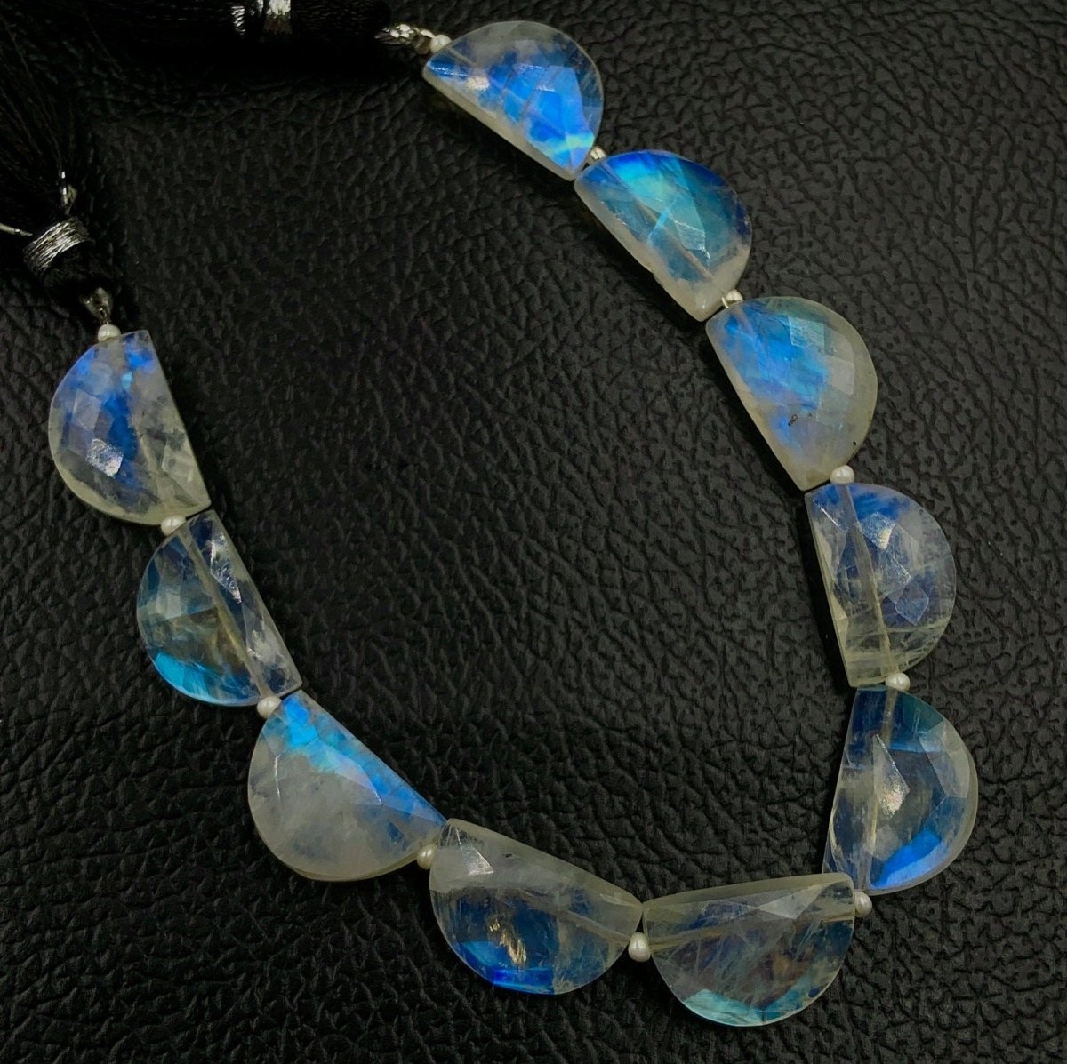 Natural Rainbow Moonstone Faceted Side Drill Briolette Beads - BeadsBoatInc