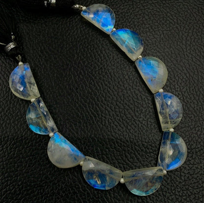 Natural Rainbow Moonstone Faceted Side Drill Briolette Beads - BeadsBoatInc