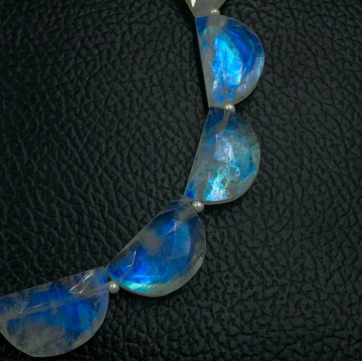 Natural Rainbow Moonstone Faceted Side Drill Briolette Beads - BeadsBoatInc