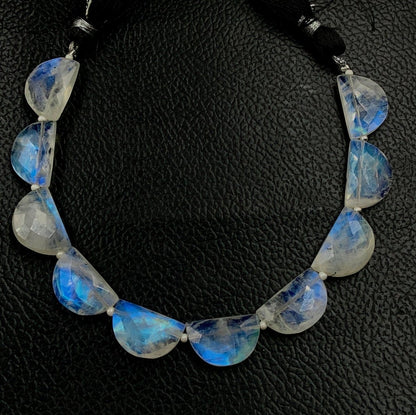 Natural Rainbow Moonstone Faceted Side Drill Briolette Beads - BeadsBoatInc