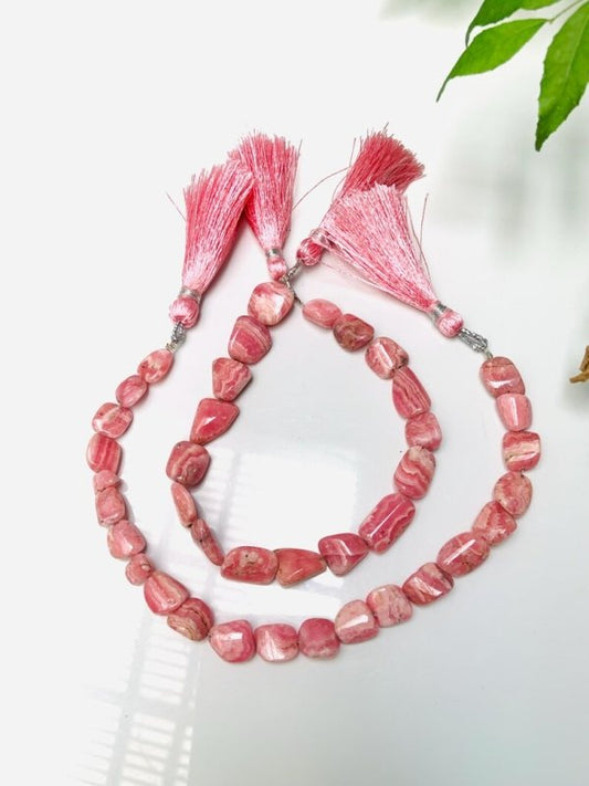 Natural Rhodochrosite Fancy Shape Nugget Briolette Strand 9 Inch - BeadsBoatInc