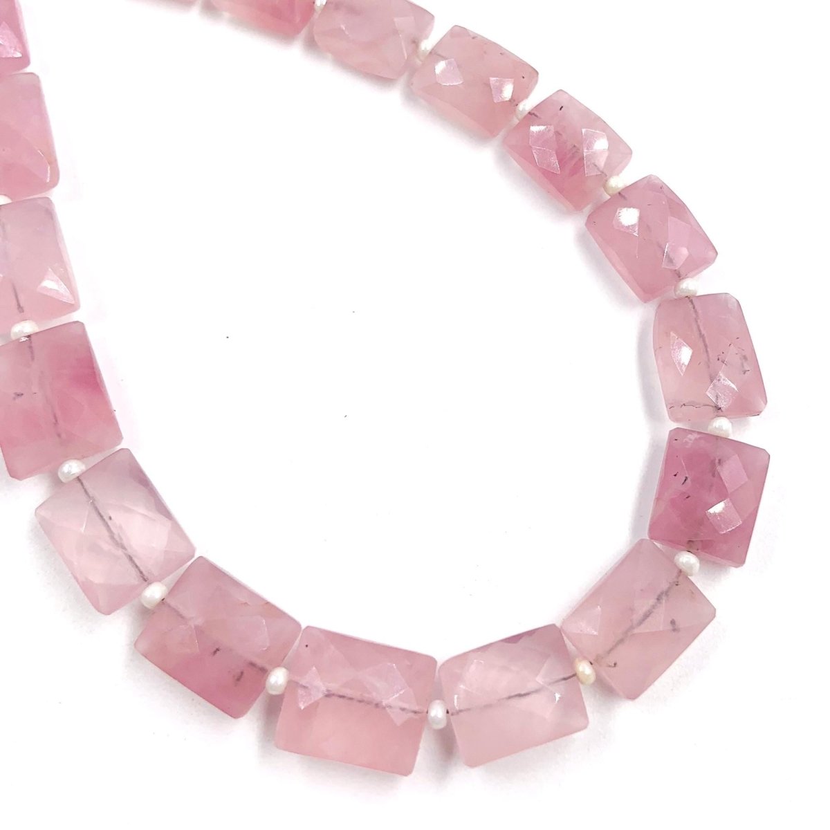 Natural Rose Quartz Rectangle faceted Center Drill Briolette Gemstone, Rose Quartz Chicklet Shape bead for Jewelry, 8 Inches Size 8x10x5mm - BeadsBoatInc