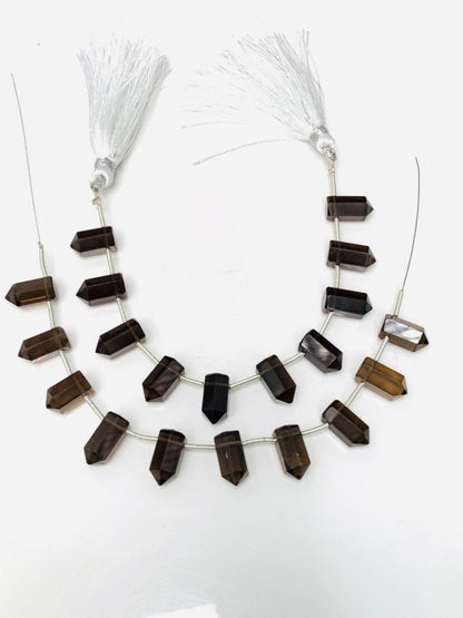 Natural Smoky Quartz Faceted Pencil Gemstone Beads 6x12mm (10 Pieces) - BeadsBoatInc