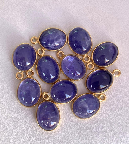 Natural Tanzanite Connectors ~ Oval Shape Bezel Connector ~ Silver and Gold Jewelry Making Components ~ Crystal Connectors for Jewelry - BeadsBoatInc
