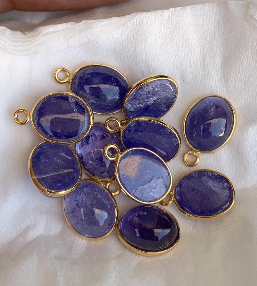 Natural Tanzanite Connectors ~ Oval Shape Bezel Connector ~ Silver and Gold Jewelry Making Components ~ Crystal Connectors for Jewelry - BeadsBoatInc