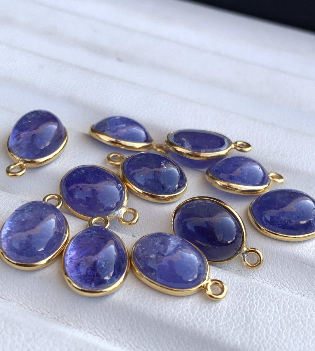 Natural Tanzanite Connectors ~ Oval Shape Bezel Connector ~ Silver and Gold Jewelry Making Components ~ Crystal Connectors for Jewelry - BeadsBoatInc