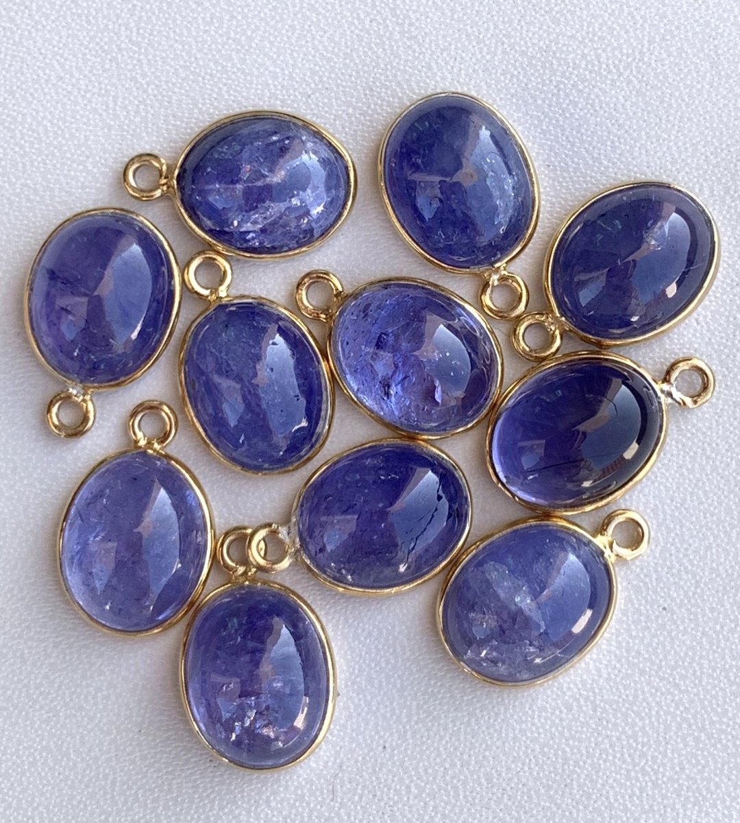 Natural Tanzanite Connectors ~ Oval Shape Bezel Connector ~ Silver and Gold Jewelry Making Components ~ Crystal Connectors for Jewelry - BeadsBoatInc