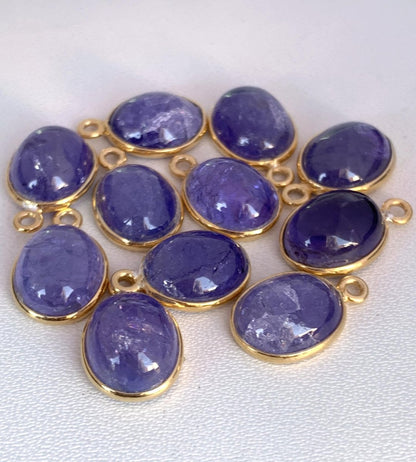 Natural Tanzanite Connectors ~ Oval Shape Bezel Connector ~ Silver and Gold Jewelry Making Components ~ Crystal Connectors for Jewelry - BeadsBoatInc