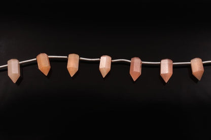 Peach Moonstone Faceted Pencil Beads, Side Drill Gemstone - BeadsBoatInc
