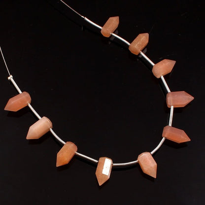 Peach Moonstone Faceted Pencil Beads, Side Drill Gemstone - BeadsBoatInc