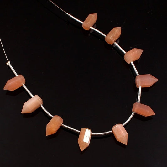 Peach Moonstone Faceted Pencil Beads, Side Drill Gemstone - BeadsBoatInc