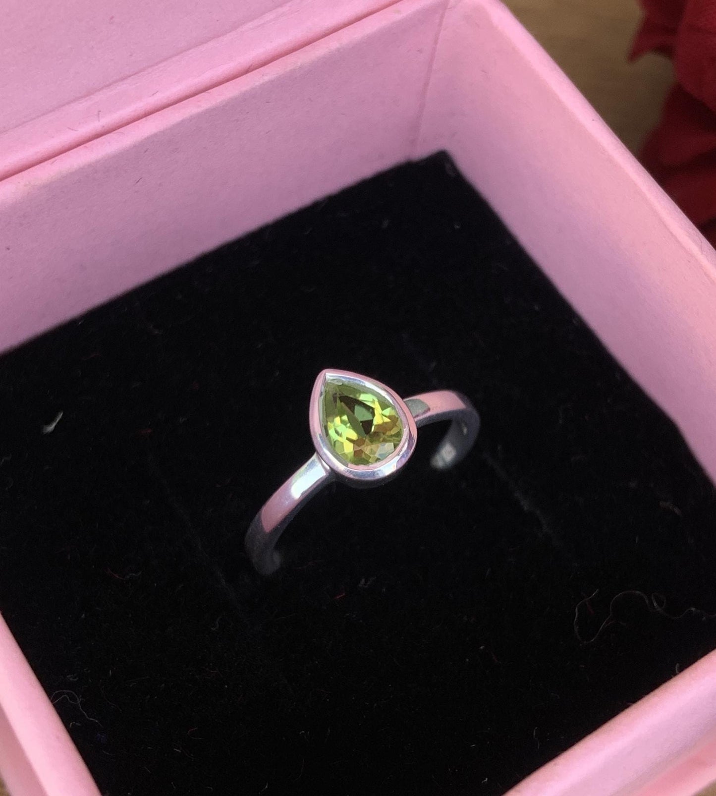 Peridot Pear Ring, Handmade Sterling Silver Ring - BeadsBoatInc