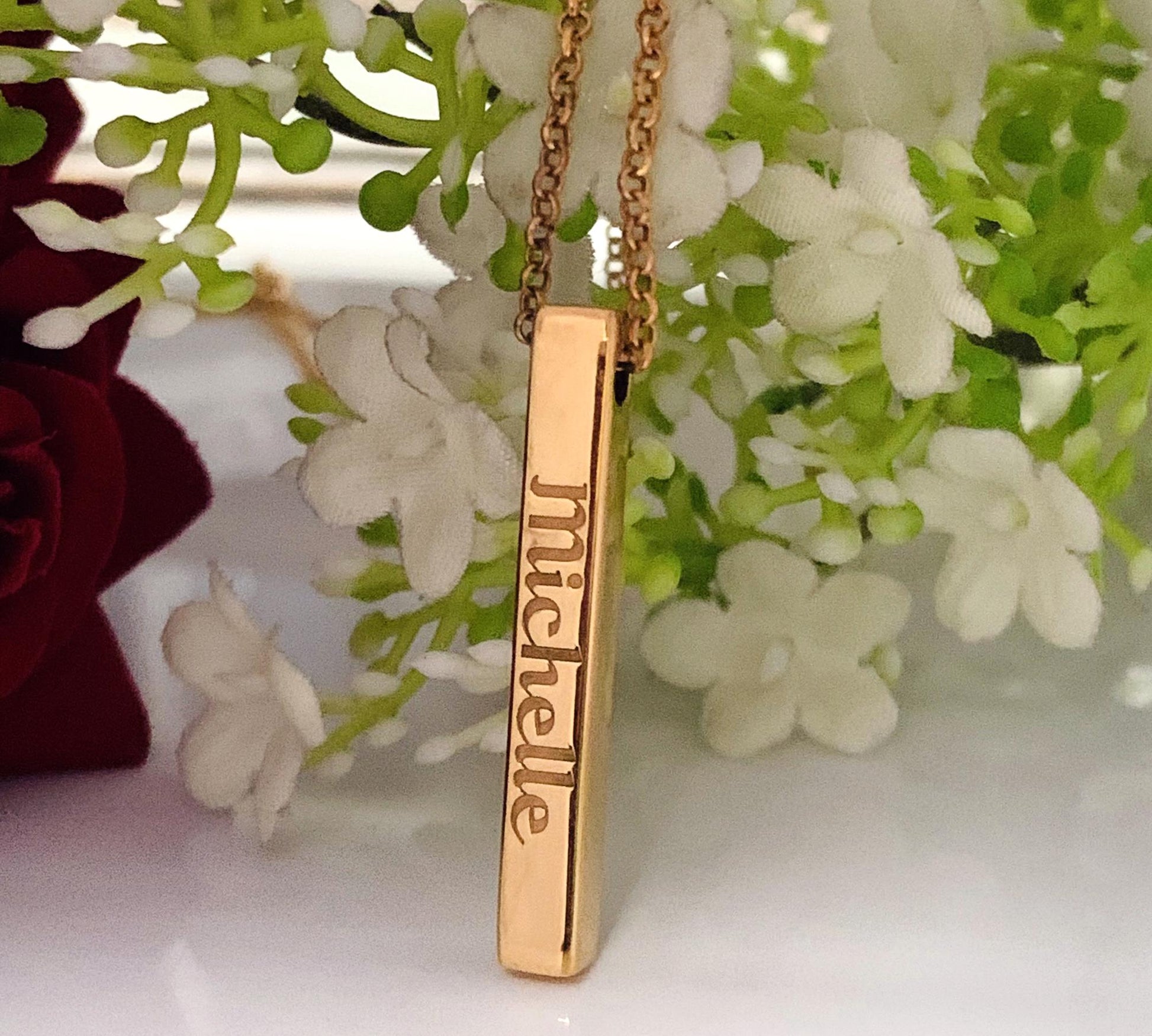 Personalized Bar Name Necklace – Custom Engraved Gift for Her - BeadsBoatInc