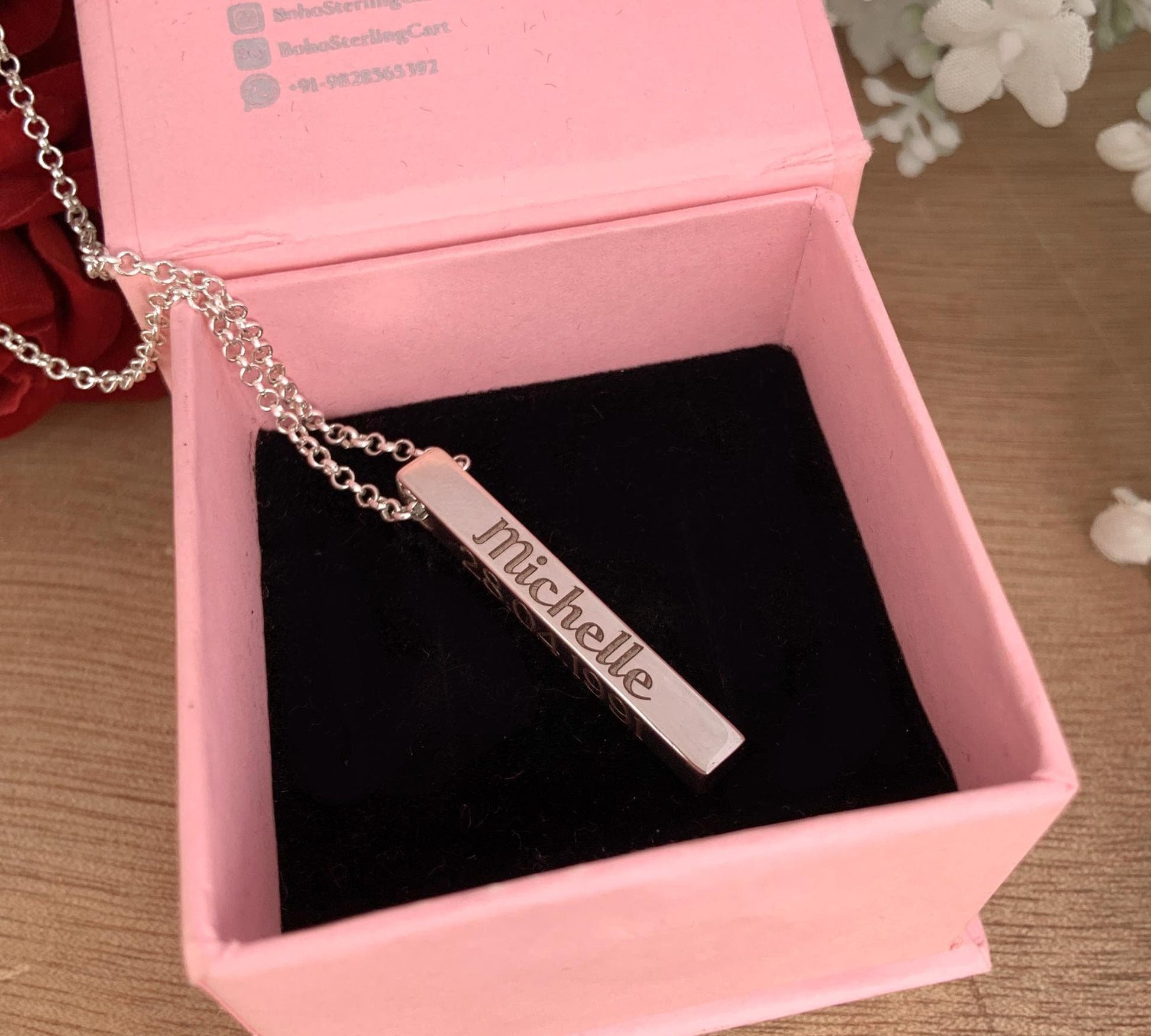 Personalized Bar Name Necklace – Custom Engraved Gift for Her - BeadsBoatInc