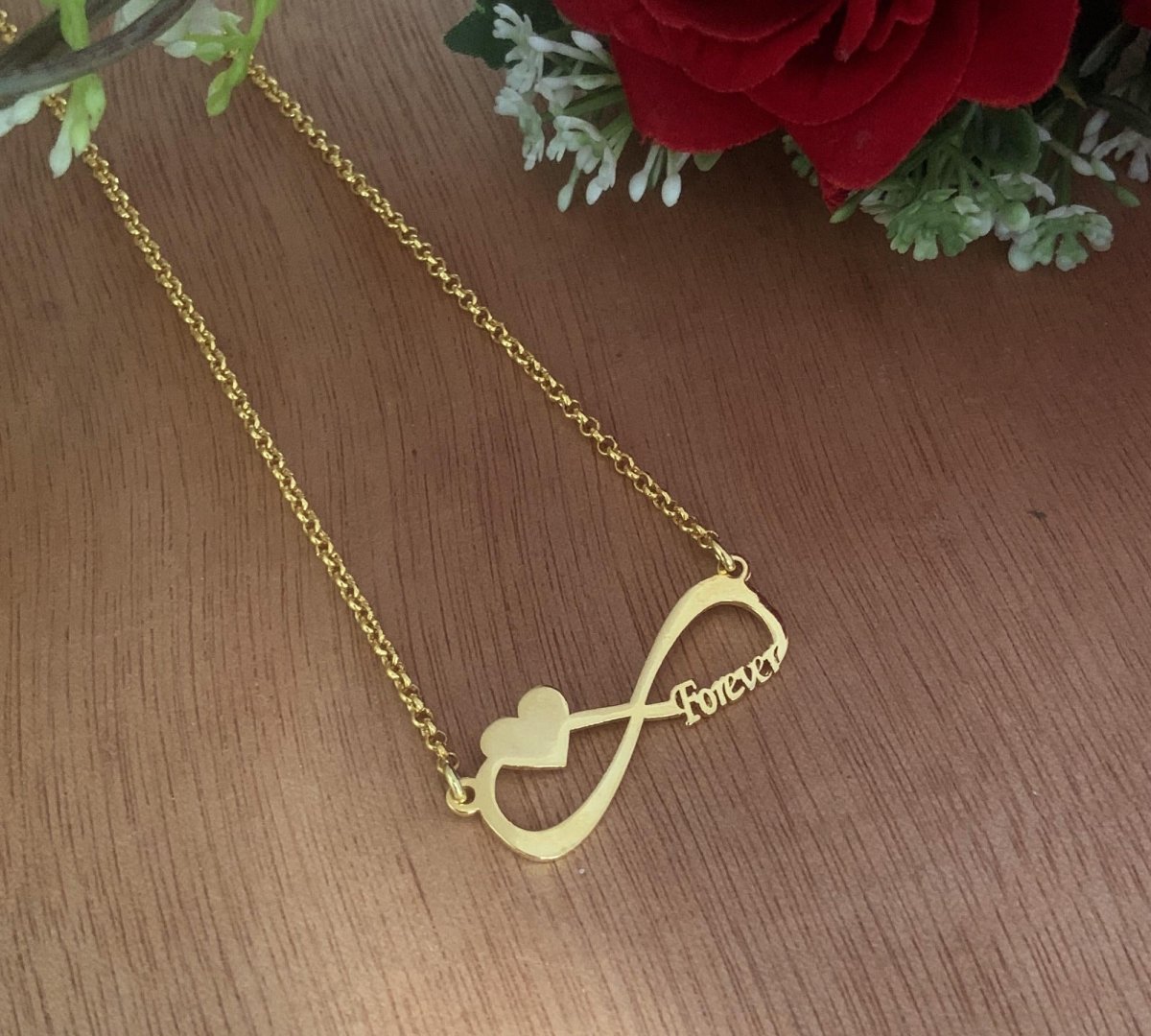 Personalized Infinity Heart Necklace - 925 Sterling Silver - BeadsBoatInc