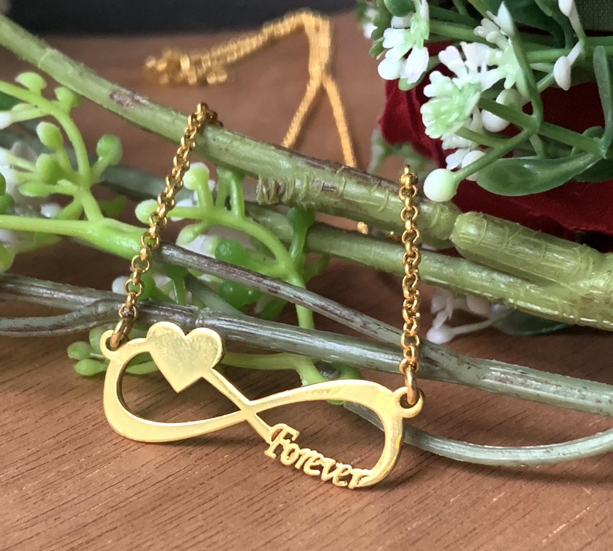 Personalized Infinity Heart Necklace - 925 Sterling Silver - BeadsBoatInc