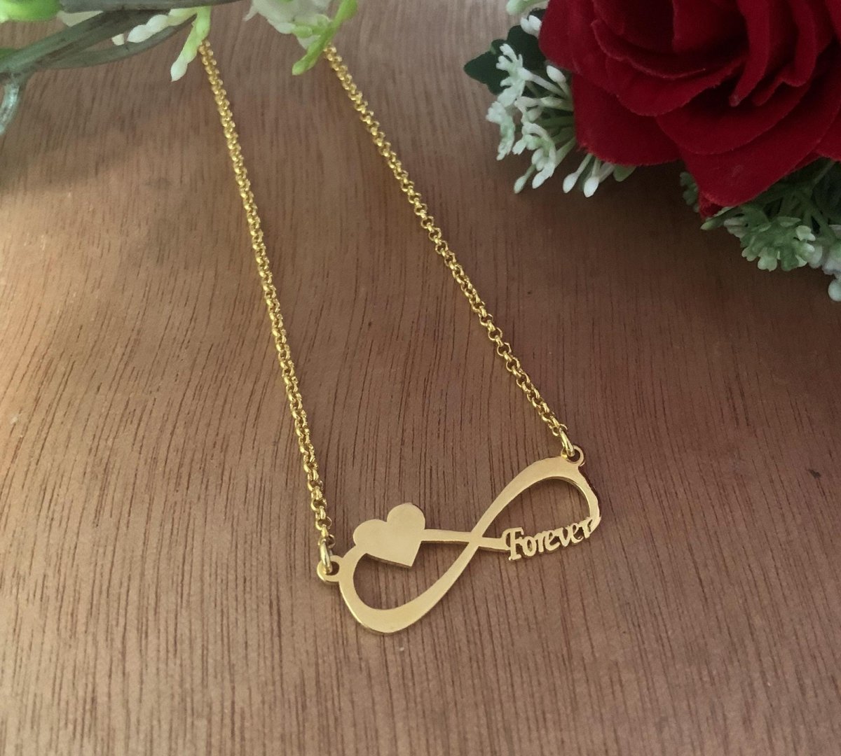 Personalized Infinity Heart Necklace - 925 Sterling Silver - BeadsBoatInc