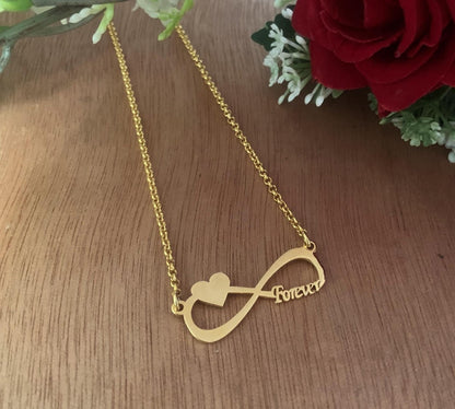 Personalized Infinity Heart Necklace - 925 Sterling Silver - BeadsBoatInc
