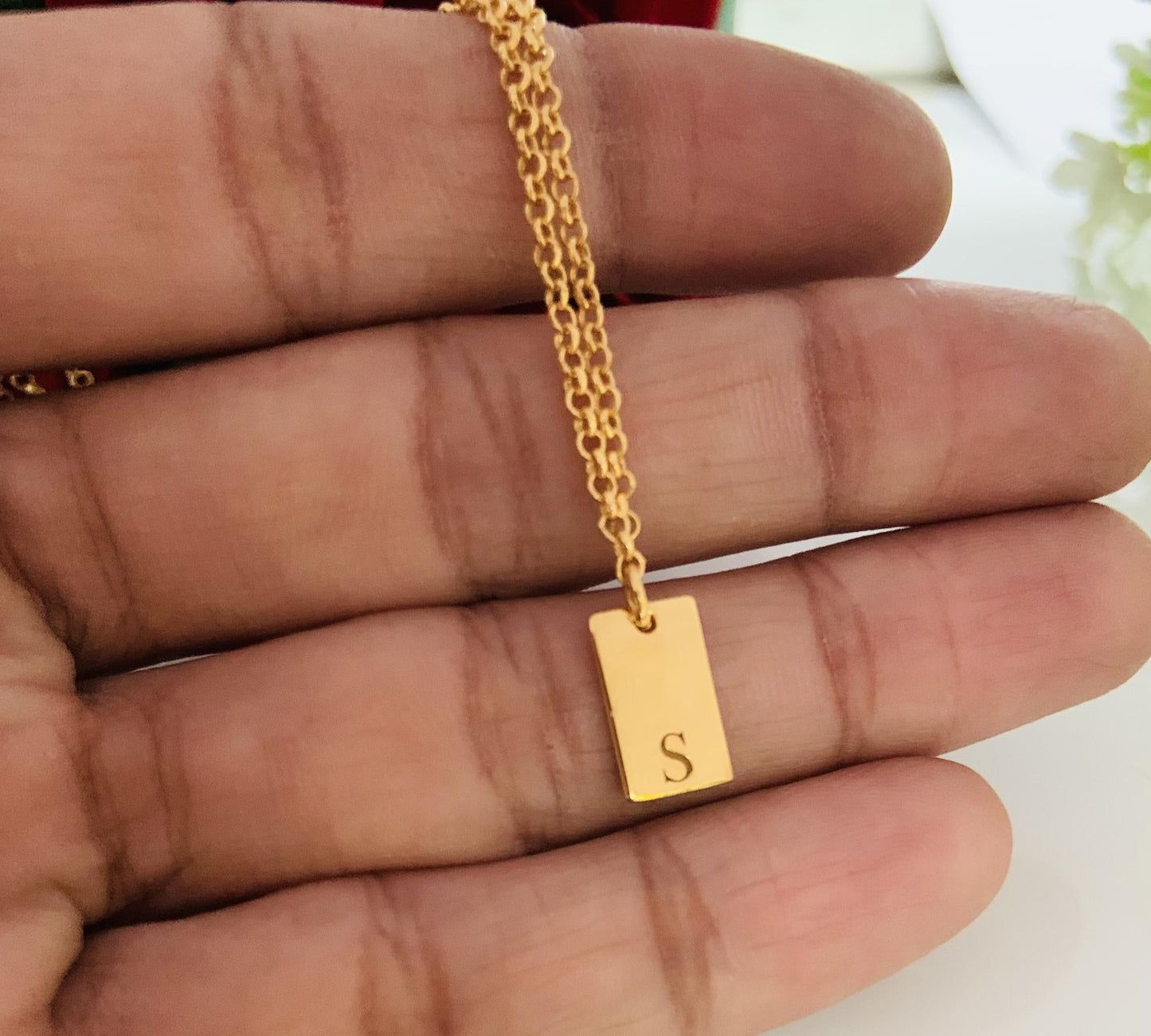 Personalized Initial Necklace – Mini Monogram Box Chain Gift for Her - BeadsBoatInc