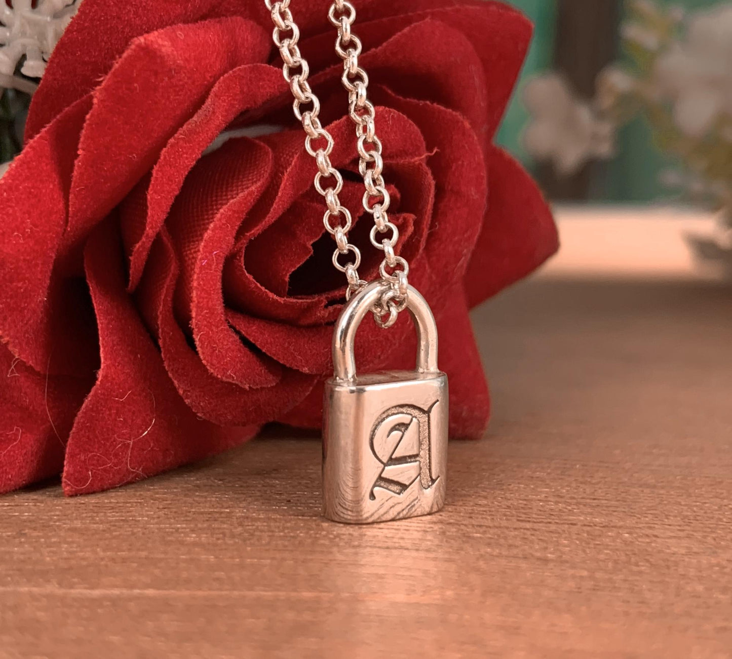 Personalized Love Lock Necklace – Dainty Initial Silver or Gold Gift for Her - BeadsBoatInc