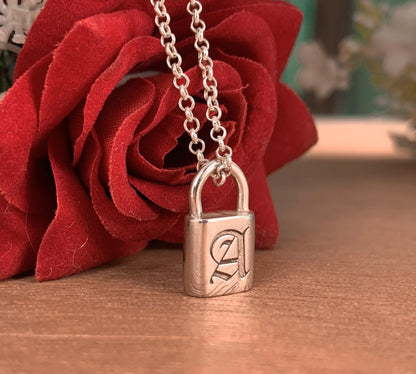 Personalized Love Lock Necklace – Dainty Initial Silver or Gold Gift for Her - BeadsBoatInc
