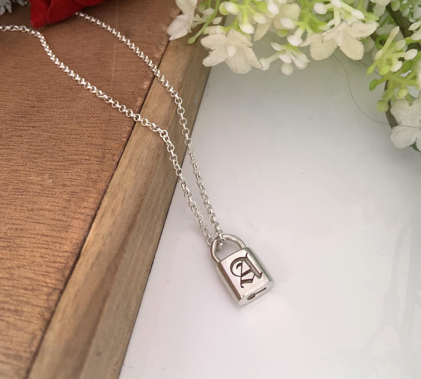 Personalized Love Lock Necklace – Dainty Initial Silver or Gold Gift for Her - BeadsBoatInc