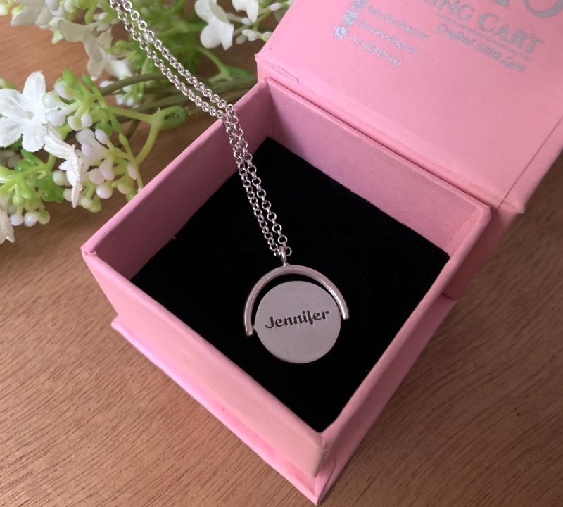 Personalized Spinning Initial Name Necklace - Dainty 925 Silver Gift - BeadsBoatInc