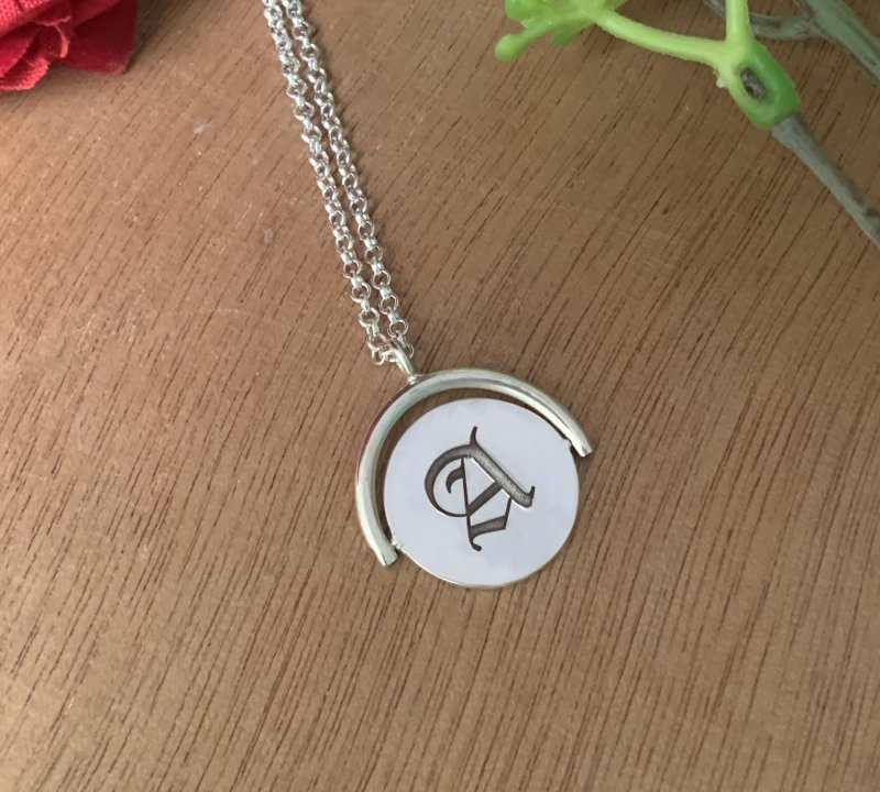 Personalized Spinning Initial Name Necklace - Dainty 925 Silver Gift - BeadsBoatInc