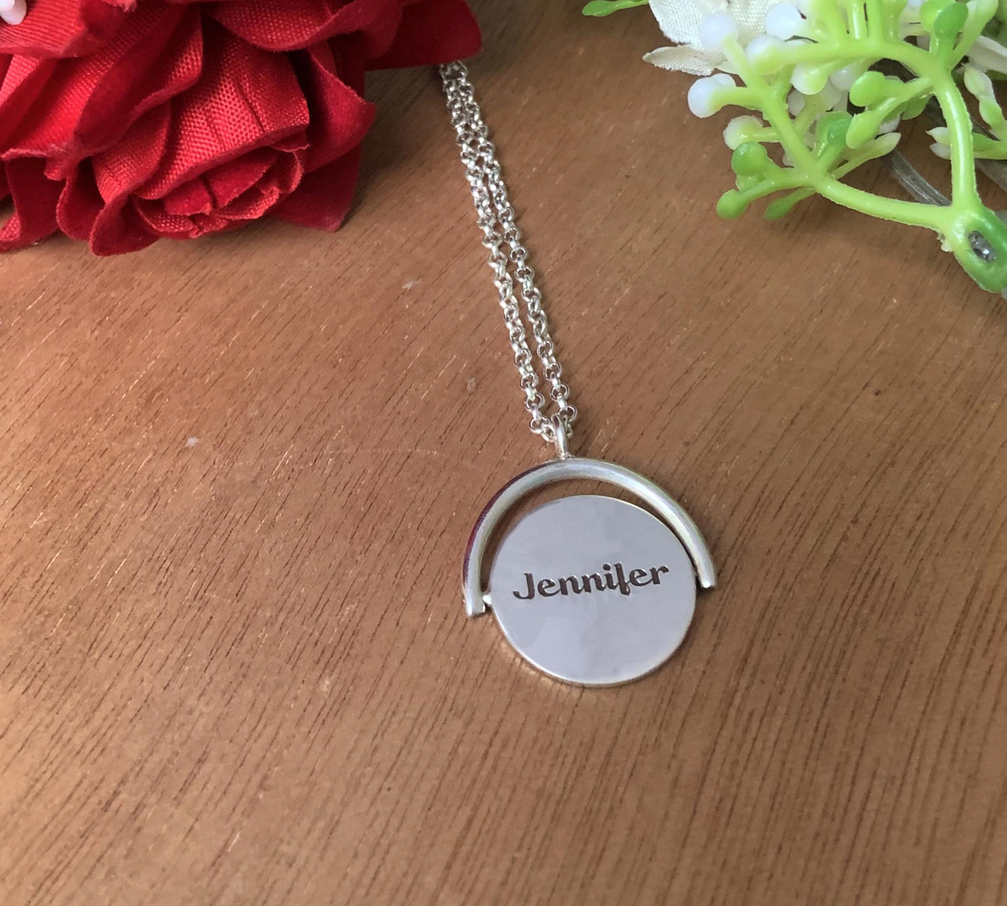 Personalized Spinning Initial Necklace – Dainty Custom Silver Jewelry - BeadsBoatInc