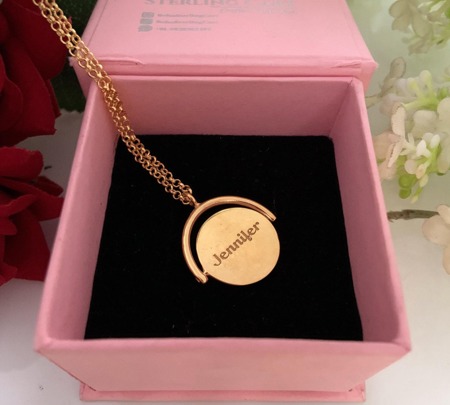 Personalized Spinning Initial Necklace – Dainty Custom Silver Jewelry - BeadsBoatInc