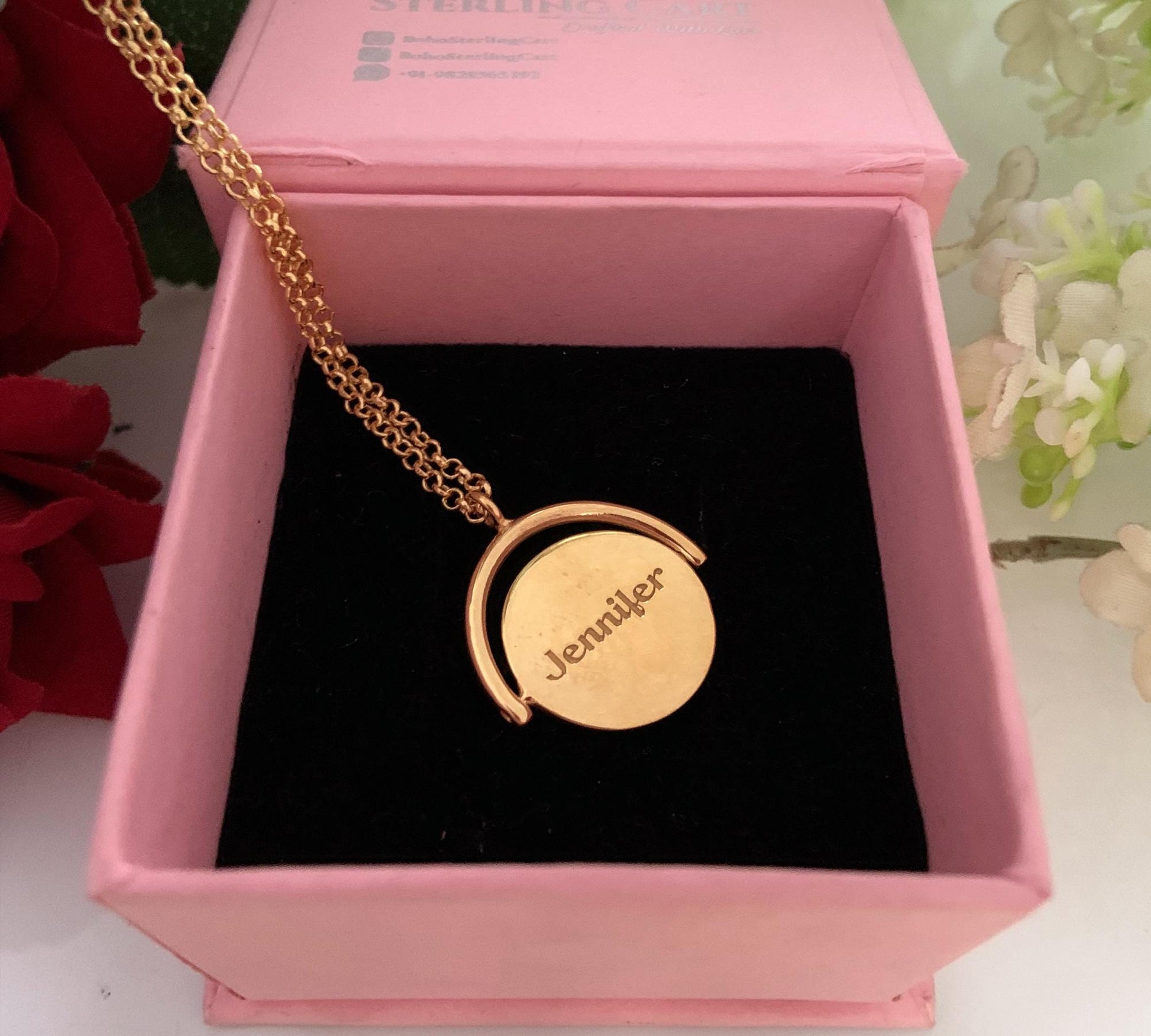 Personalized Spinning Initial Necklace – Dainty Custom Silver Jewelry - BeadsBoatInc