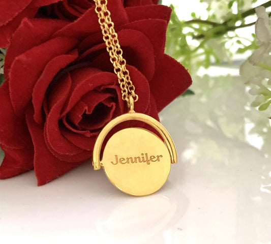 Personalized Spinning Initial Necklace – Dainty Custom Silver Jewelry - BeadsBoatInc