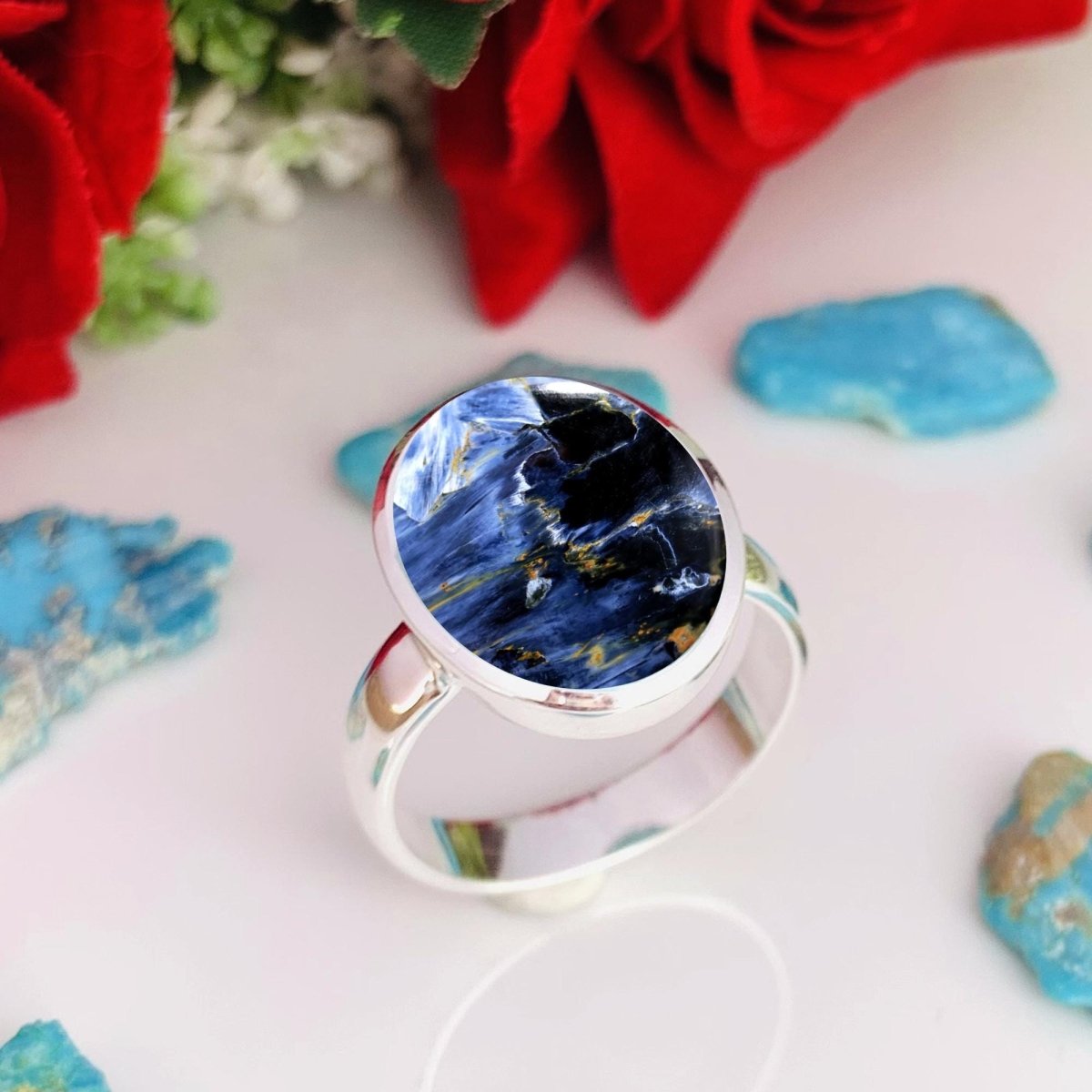Pietersite Solitaire Ring | 925 Sterling Silver Birthstone Ring - BeadsBoatInc