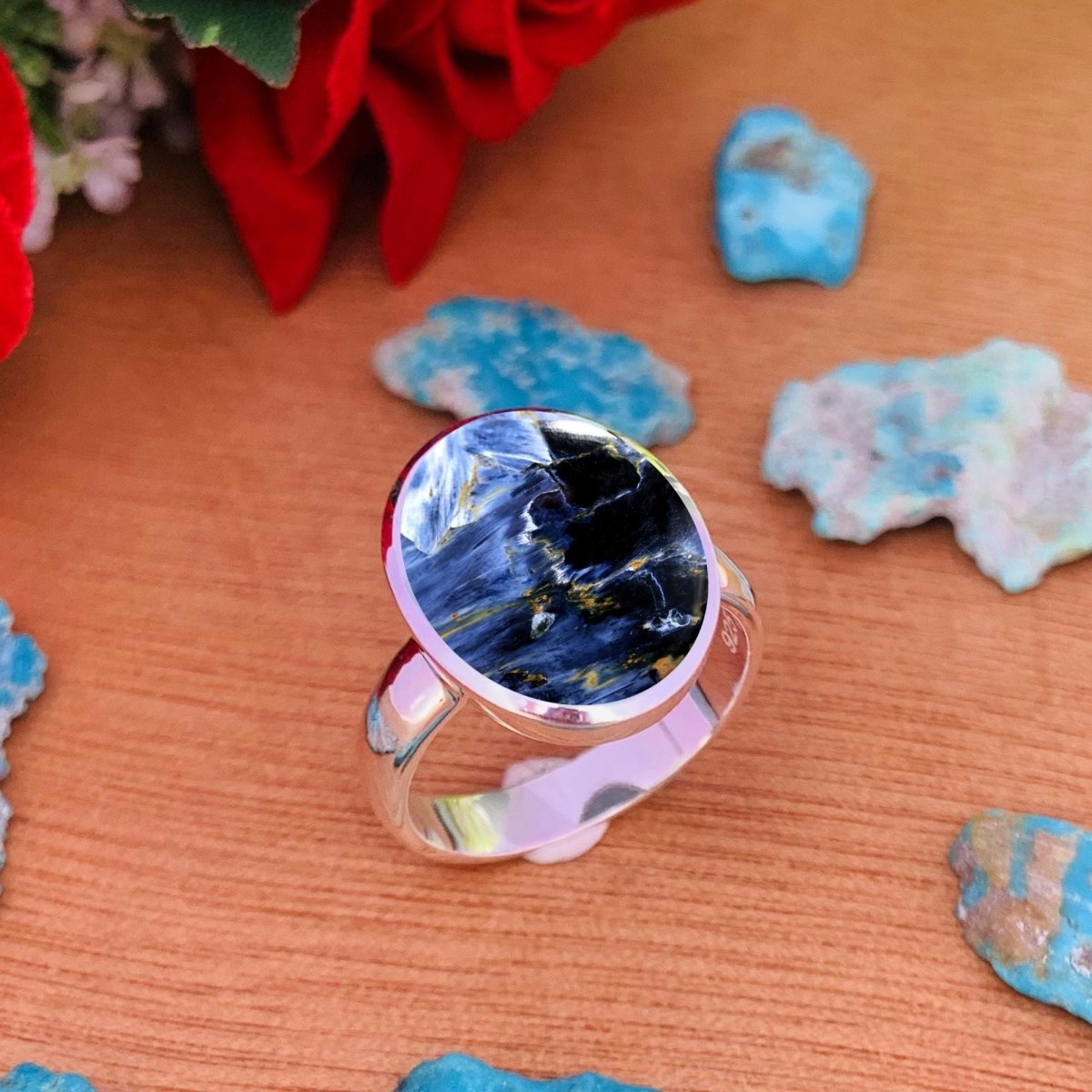 Pietersite Solitaire Ring | 925 Sterling Silver Birthstone Ring - BeadsBoatInc