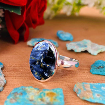 Pietersite Solitaire Ring | 925 Sterling Silver Birthstone Ring - BeadsBoatInc