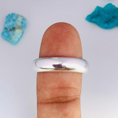 Polished D - Shape Sterling Silver Wedding Band - BeadsBoatInc