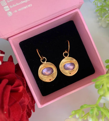 Purple Amethyst Drop & dangle earrings ~ Rosecut Jewelry ~ Silver and Vermeil Gold Jewelry ~ Birthstone Earrings ~ Gift For Her ~ E - 0049 - BeadsBoatInc