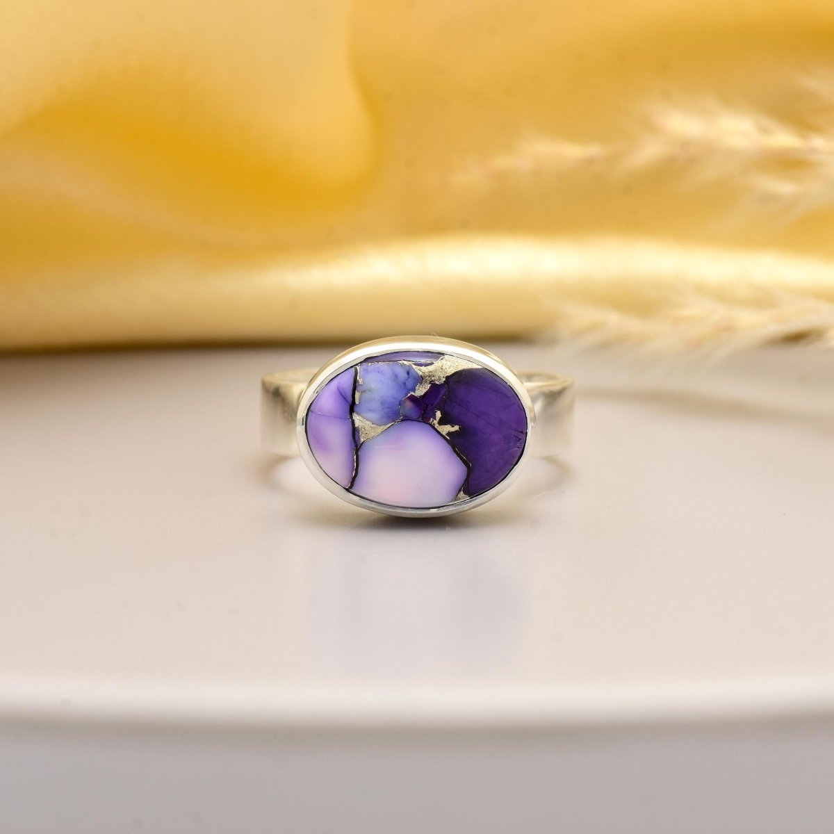 Purple Mojave Turquoise 925 Sterling Silver Ring - BeadsBoatInc