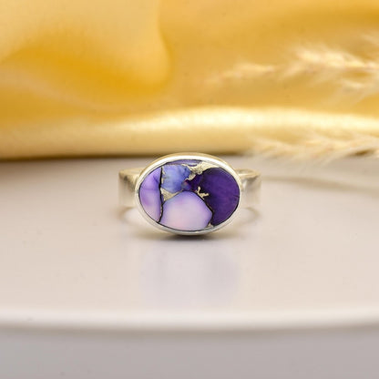 Purple Mojave Turquoise 925 Sterling Silver Ring - BeadsBoatInc